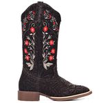 BOTA TEXANA FRANCA BOOTS BORDADA FLORAL HOPPER SOLADO CAFÉ 