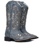 BOTA TEXANA COM RECORTES A LASER FRANCA BOOTS BORDADA HOPPER 