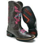 BOTA TEXANA COUNTRY FEMININA BORDADA CRUZ - LINHA ECO