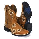 BOTA TEXANA FRANCA BOOTS FEMININA BORDADA FB2266 CARAMELO 