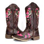 BOTA TEXANA HOPPER FRANCA BOOTS FEMININA BORDADA CAVEIRA PINK FB2267 FRANCA BOOTS 