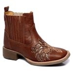 BOTINA TEXANA FRANCA BOOTS FEMININA BICO QUADRADO BORDADA A LASER FB2271