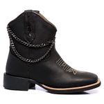 BOTA TEXANA FRANCA BOOTS FEMININA BICO QUADRADO BORDADA COM CORRENTE FB2274