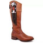 Bota Hípica Masculina Couro Floater Conhaque Com Faca Acoplada