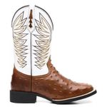 BOTA TEXANA BICO QUADRADO REPLICA AVESTRUZ BORDADA FRANCA BOOTS