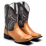 BOTA TEXANA BICO QUADRADO REPLICA AVESTRUZ - FRANCA BOOTS 