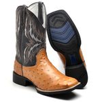 BOTA TEXANA BICO QUADRADO REPLICA AVESTRUZ - FRANCA BOOTS 