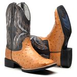 BOTA TEXANA BICO QUADRADO REPLICA AVESTRUZ - FRANCA BOOTS 