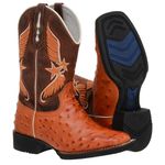 BOTA TEXANA BICO QUADRADO REPLICA AVESTRUZ - FRANCA BOOTS 