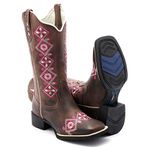 BOTA TEXANA HOPPER FEMININA FRANCA BOOTS BICO QUADRADO - FLORAL FRANCA BOOTS