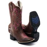 BOTA TEXANA HOPPER FEMININA FRANCA BOOTS- BORDADA PINK