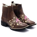 BOTA BOTINA FEMININA TEXANA BORDADA