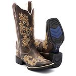 BOTA TEXANA HOPPER FEMININA FRANCA BOOTS BORDADA BEGE