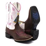 BOTA TEXANA FRANCA BOOTS EM COURO BICO QUADRADO NOSSA SENHORA PINK