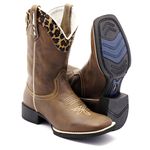 BOTA TEXANA BICO QUADRADO ANIMAL PRINT - FRANCA BOOTS 