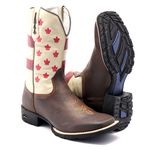 BOTA TEXANA BICO QUADRADO CANADA COURO LEGITIMO - FRANCA BOOTS 