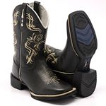 BOTA TEXANA FRANCA BOOTS BICO QUADRADO BORDADO PRETA - FRANCA BOOTS