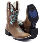 BOTA TEXANA FRANCA BOOTS BICO QUADRADO BORDADO AZUL - FRANCA BOOTS