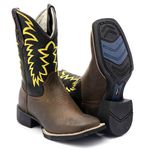 BOTA TEXANA BICO QUADRADO COURO LEGITIMO BORDADA - FRANCA BOOTS 