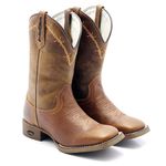 BOTA TEXANA BICO QUADRADO COURO LEGITIMO bordada arame - FRANCA BOOTS 