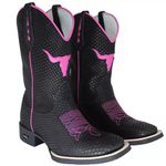 BOTA TEXANA BICO QUADRADO COURO LEGITIMO SNAKER PINK - FRANCA BOOTS 