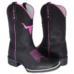 BOTA TEXANA BICO QUADRADO COURO LEGITIMO SNAKER PINK - FRANCA BOOTS 