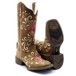BOTA TEXANA HOPPER FEMININA BICO QUADRADO COURO LEGITIMO BORDADA