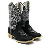 BOTA TEXANA BICO QUADRADO COURO LEGITIMO BORDADA FRANCA BOOTS 