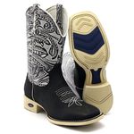 BOTA TEXANA BICO QUADRADO COURO LEGITIMO BORDADA FRANCA BOOTS 