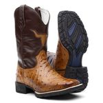 BOTA TEXANA BICO QUADRADO REPLICA AVESTRUZ FRANCA BOOTS 