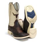 BOTA TEXANA BICO QUADRADO BOI SOLA MARFIM FRANCA BOOTS 