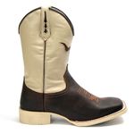 BOTA TEXANA BICO QUADRADO BOI SOLA MARFIM FRANCA BOOTS 
