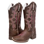 BOTA TEXANA HOPPER FEMININA BORDADA COURO LEGITIMO - FRANCA BOOTS 