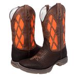 BOTA TEXANA MASCULINA BORDADA SOLADO JUMP SNIKER-LARANJA