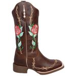 BOTA TEXANA HOPPER FEMININA BORDADA ROSAS SOLA CAFÉ FRANCA BOOTS 