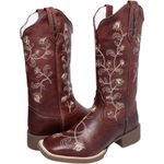 BOTA TEXANA HOPPER FEMININA BORDADA FLORES HAVANA