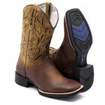 TEXANA BICO QUADRADO BORDADA MOSTARDA FRANCA BOOTS