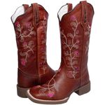 BOTA TEXANA HOPPER FEMININA BORDADA FLORES HAVANA PINK FRANCA BOOTS 