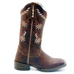 BOTA TEXANA HOPPER FEMININA BICO QUADRADO COURO LEGITIMO BORDADA- FRANCA BOOTS