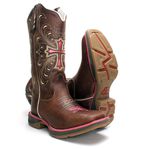 BOTA TEXANA HOPPER FEMININA BORDADA CRUZ COM SOLA JUMP