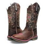 BOTA TEXANA HOPPER FEMININA BORDADA CRUZ COM SOLA JUMP
