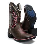 BOTA TEXANA FEMININA BORDADA ARAME ROSA - FRANCA BOOTS 