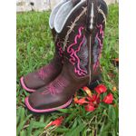 BOTA TEXANA FEMININA BORDADA ARAME ROSA - FRANCA BOOTS 