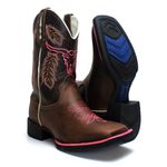 BOTA TEXANA FEMININA BORDADA BOI ROSA - FRANCA BOOTS 