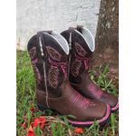 BOTA TEXANA FEMININA BORDADA BOI ROSA - FRANCA BOOTS 