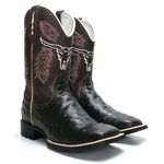 BOTA TEXANA COUNTRY MASCULINA BORDADA BOI REPLICA AVESTRUZ