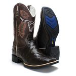 BOTA TEXANA COUNTRY MASCULINA BORDADA BOI REPLICA AVESTRUZ