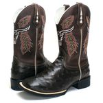 BOTA TEXANA COUNTRY MASCULINA BORDADA BOI REPLICA AVESTRUZ