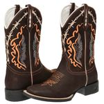 BOTA TEXANA BICO QUADRADO ARAME COURO LEGITIMO