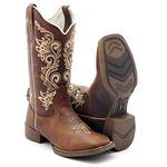 BOTA TEXANA HOPPER FEMININA BICO QUADRADO BORDADA m001
